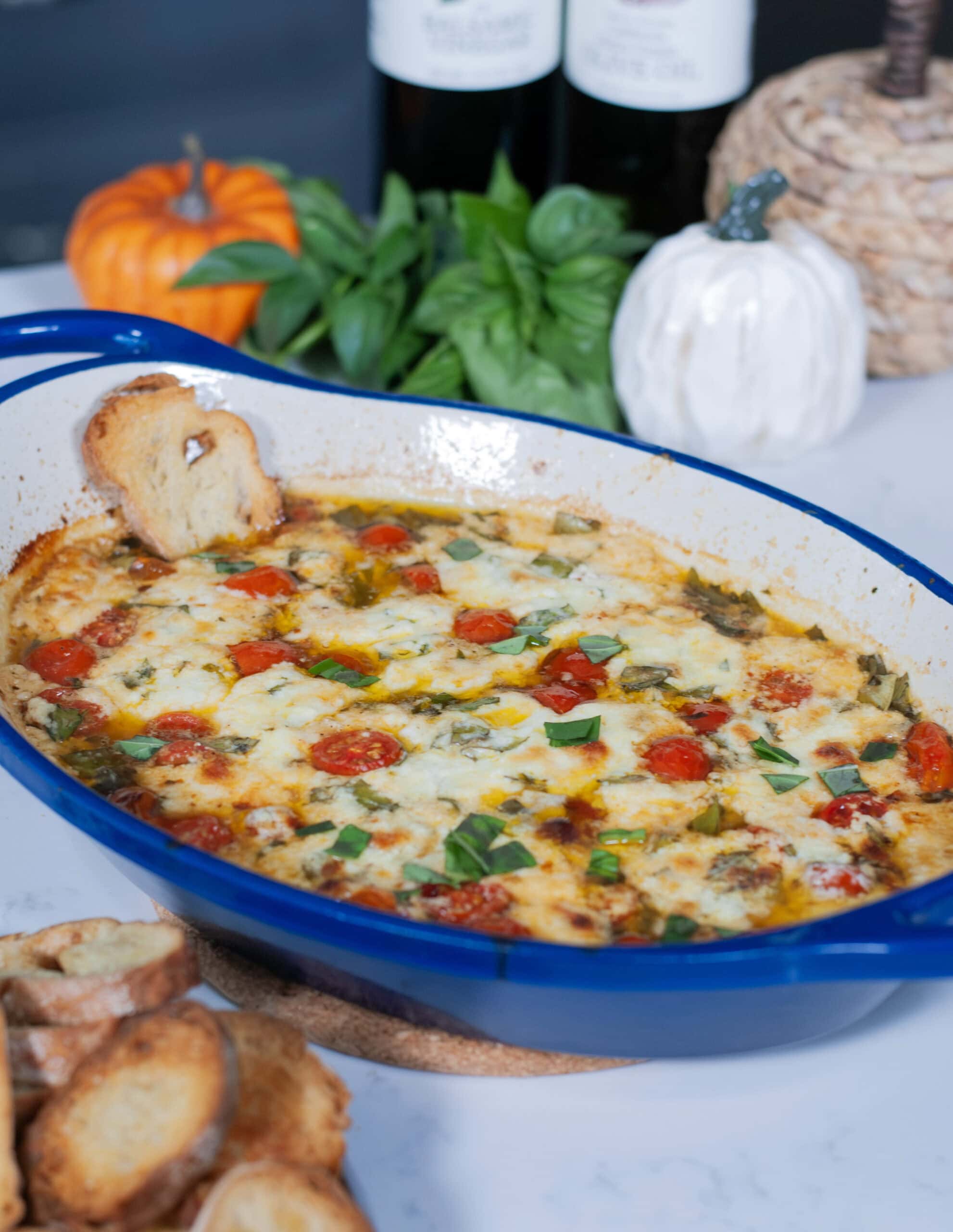 3 Cheese Baked Caprese Dip