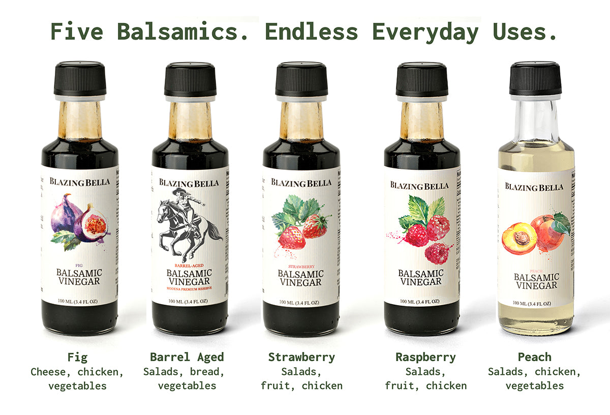 Balsamic 5-bottle Balsamic Vinegar Sampler Gift Set in Signature Wooden Box
