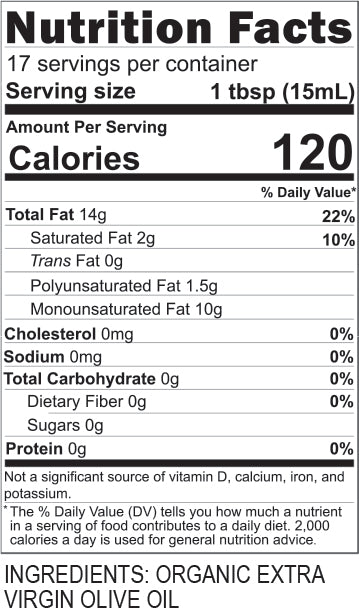 Organic Cold Pressed Extra Virgin Olive Oil