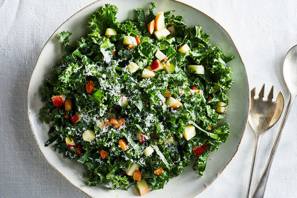 Chopped Kale Salad with Feta Cheese and Walnuts