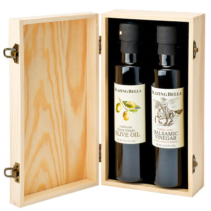 Two Pack Olive Oil / Balsamic Vinegar Gift in our signature wooden box