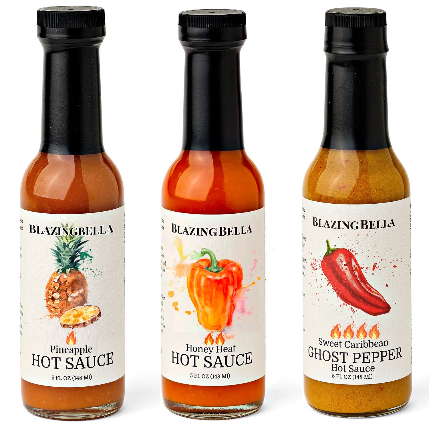 Blazing Bella 3 Bottle Hot Sauce Sampler